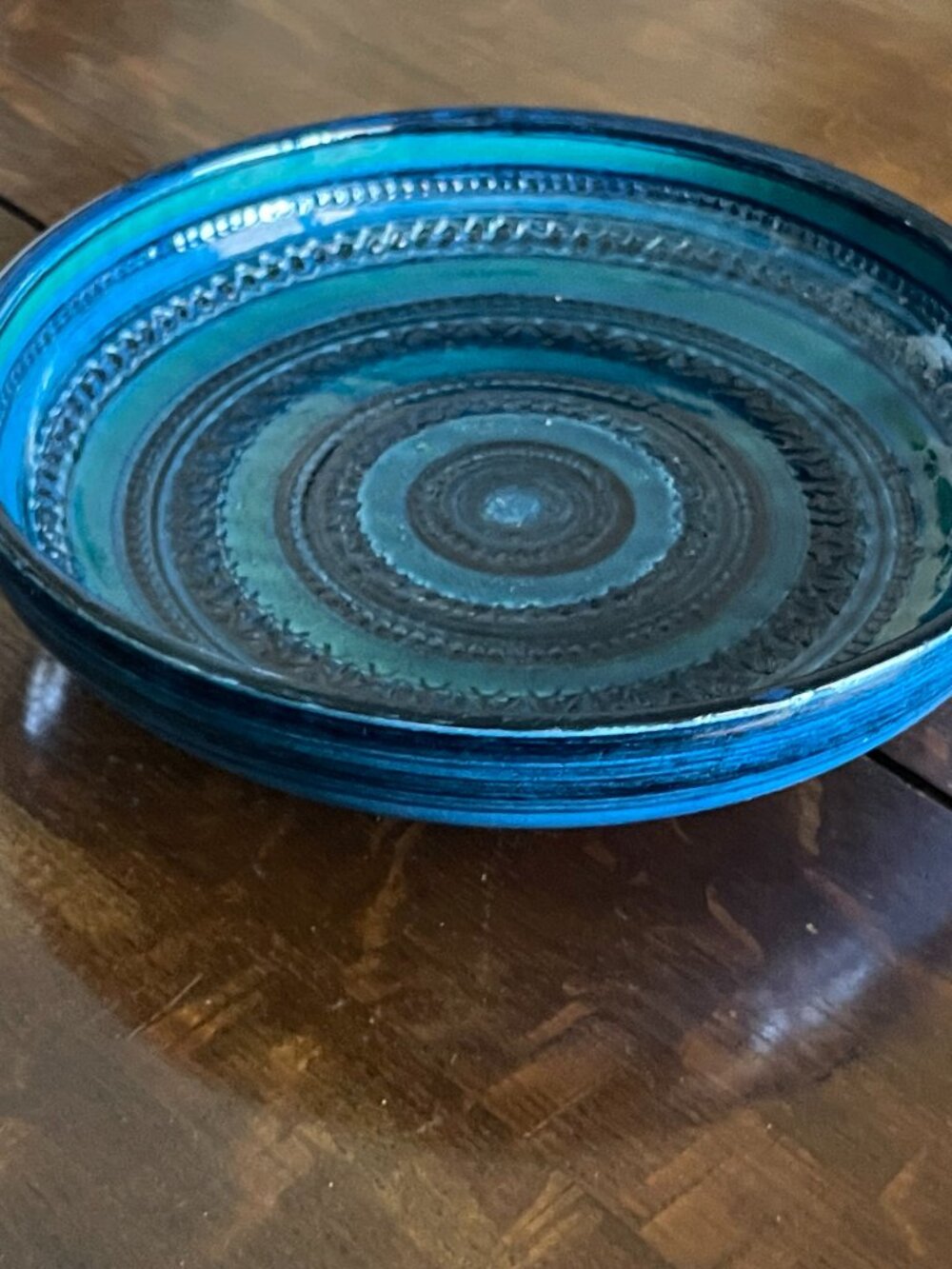 Mid Century Aldo Londi Bitossi Rimini Blue Glazed Ceramic Centerpiece Bowl